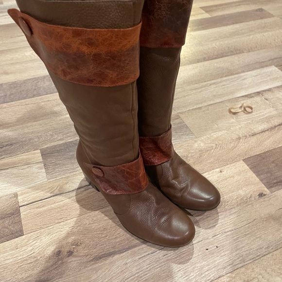 Brown Leather Heeled Boots riding boots cowboy - Picture 1 of 9